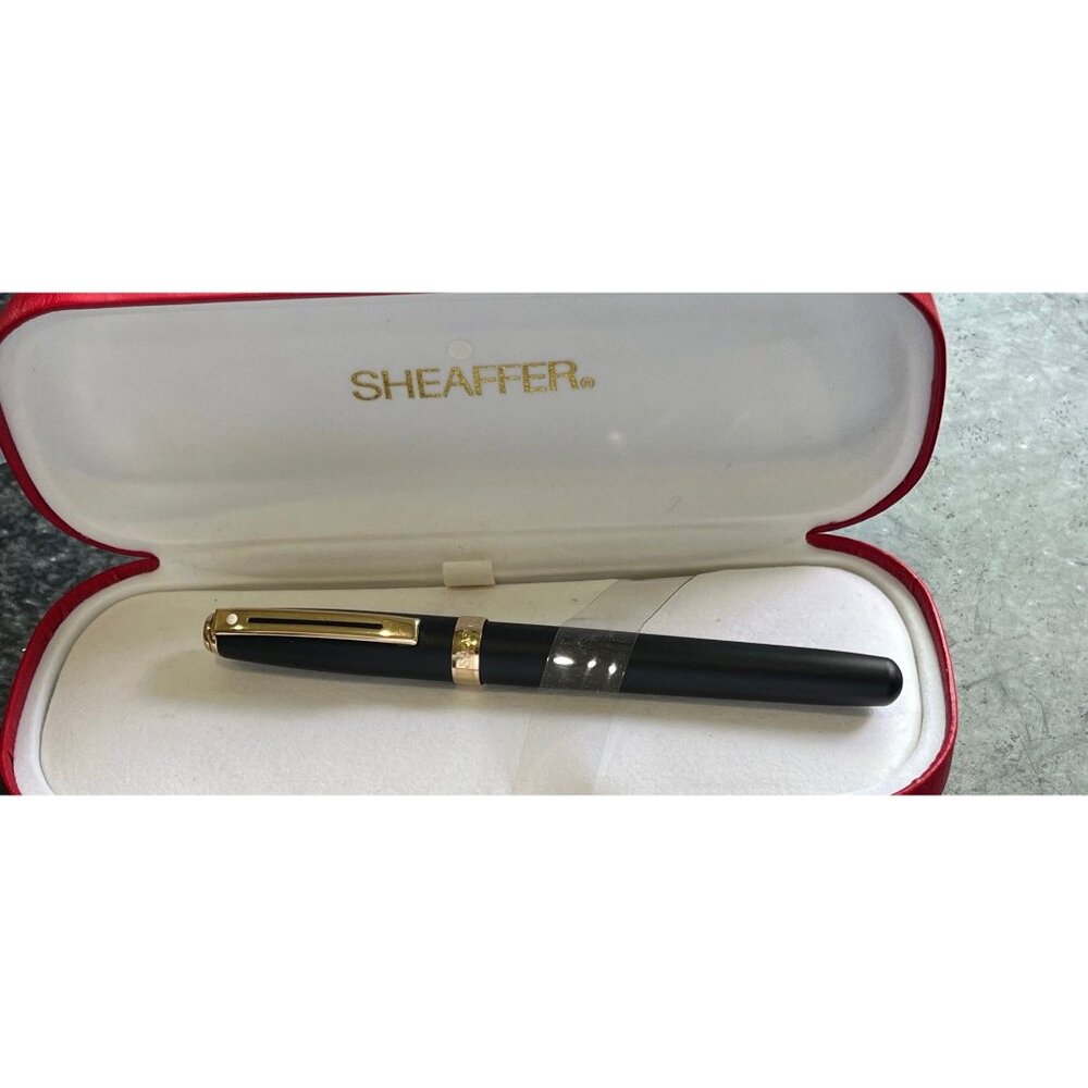 Vtg Sheaffer Prelude Fountain Pen White Dot Black Matte with 22K Gold Plate